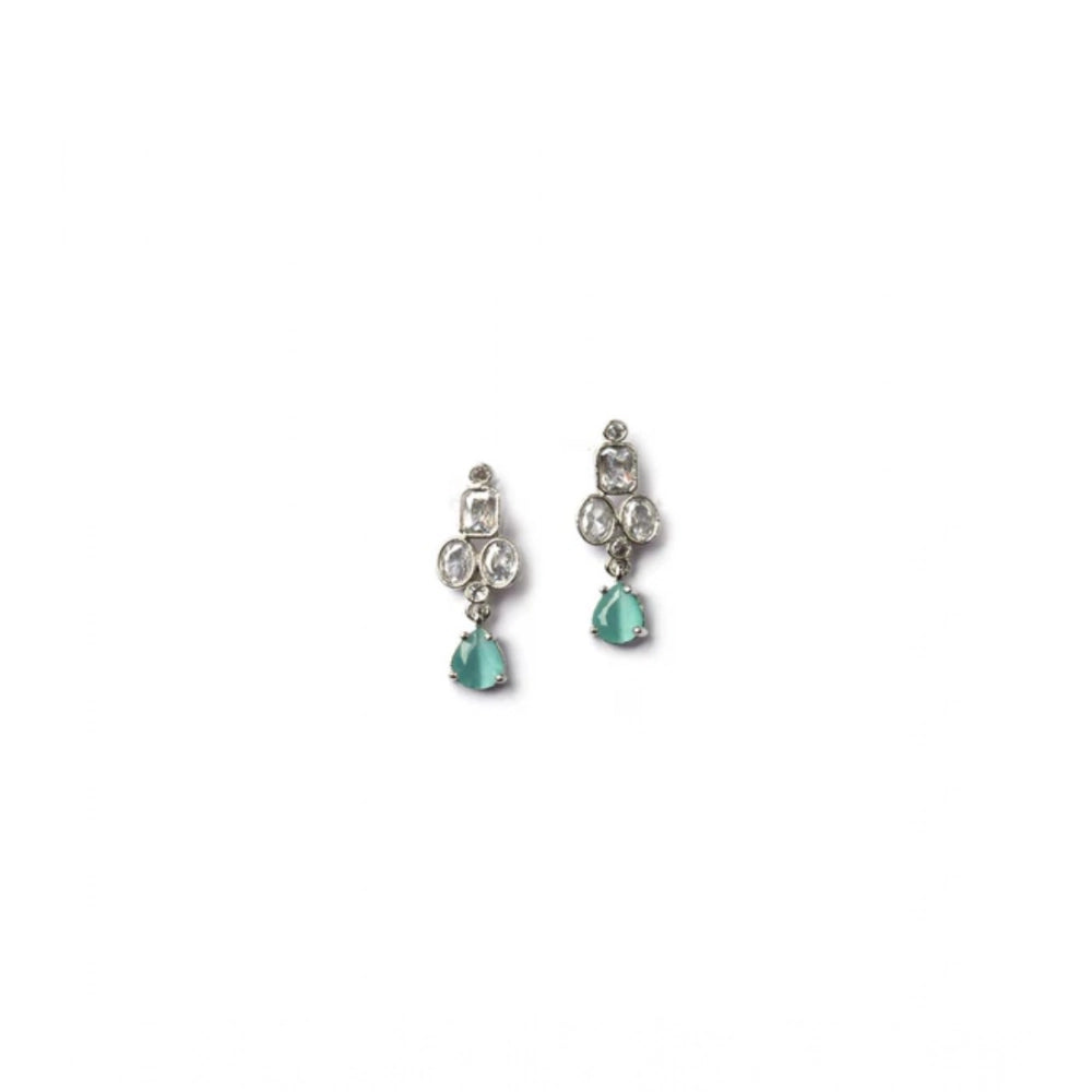 Brass Silver Plated Necklace set (Turquoise) – Design 01