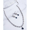 Brass Silver Plated Necklace set (Blue) – Design 01