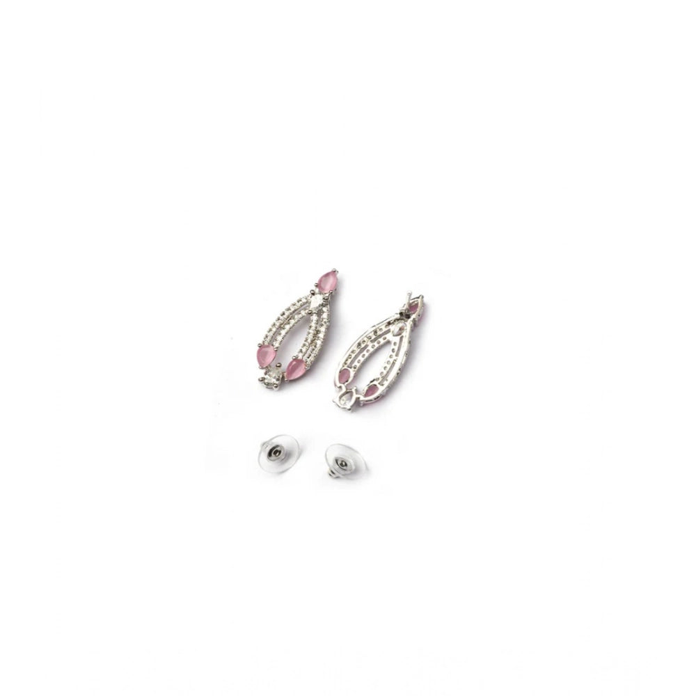 Brass Silver Plated Necklace set (Pink) – Design 02