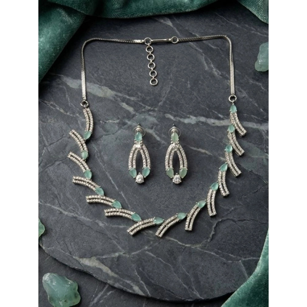 Brass Silver Plated Necklace set (Turquoise) – Design 02