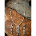 Brass Silver Plated Necklace set (Silver) – Design 04