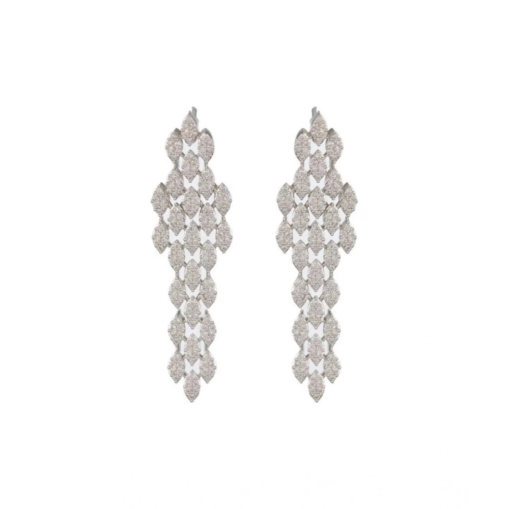 Brass Silver Plated Necklace set (Silver) – Design 04