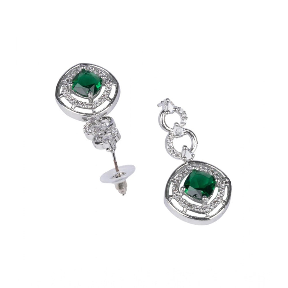 Brass Silver Plated Necklace set (Green) – Design 05