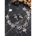 Brass Silver Plated Necklace set (Multicolor) – Design 01