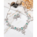 Brass Silver Plated Necklace set (Turquoise) – Design 05