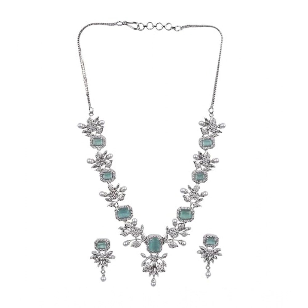 Brass Silver Plated Necklace set (Turquoise) – Design 05