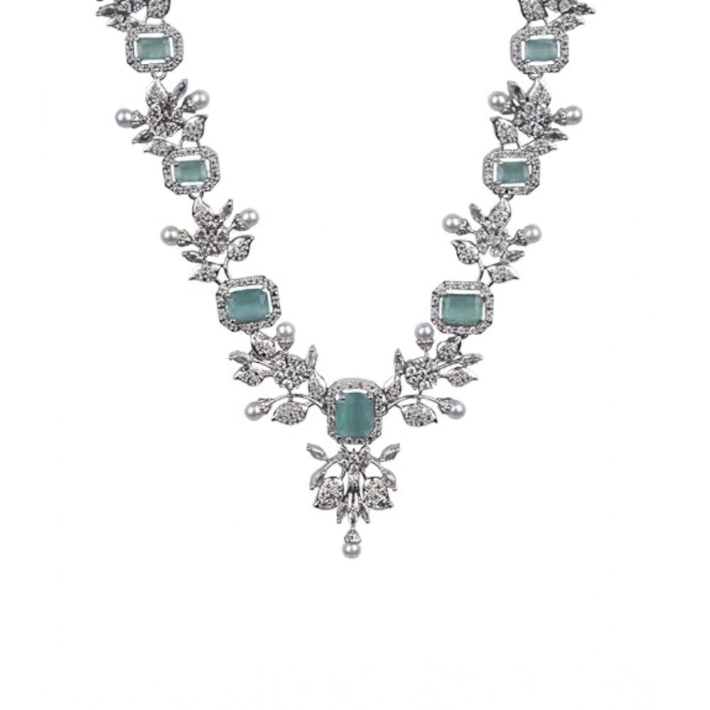 Brass Silver Plated Necklace set (Turquoise) – Design 05
