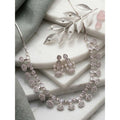 Brass Silver Plated Necklace set (White) – Design 01