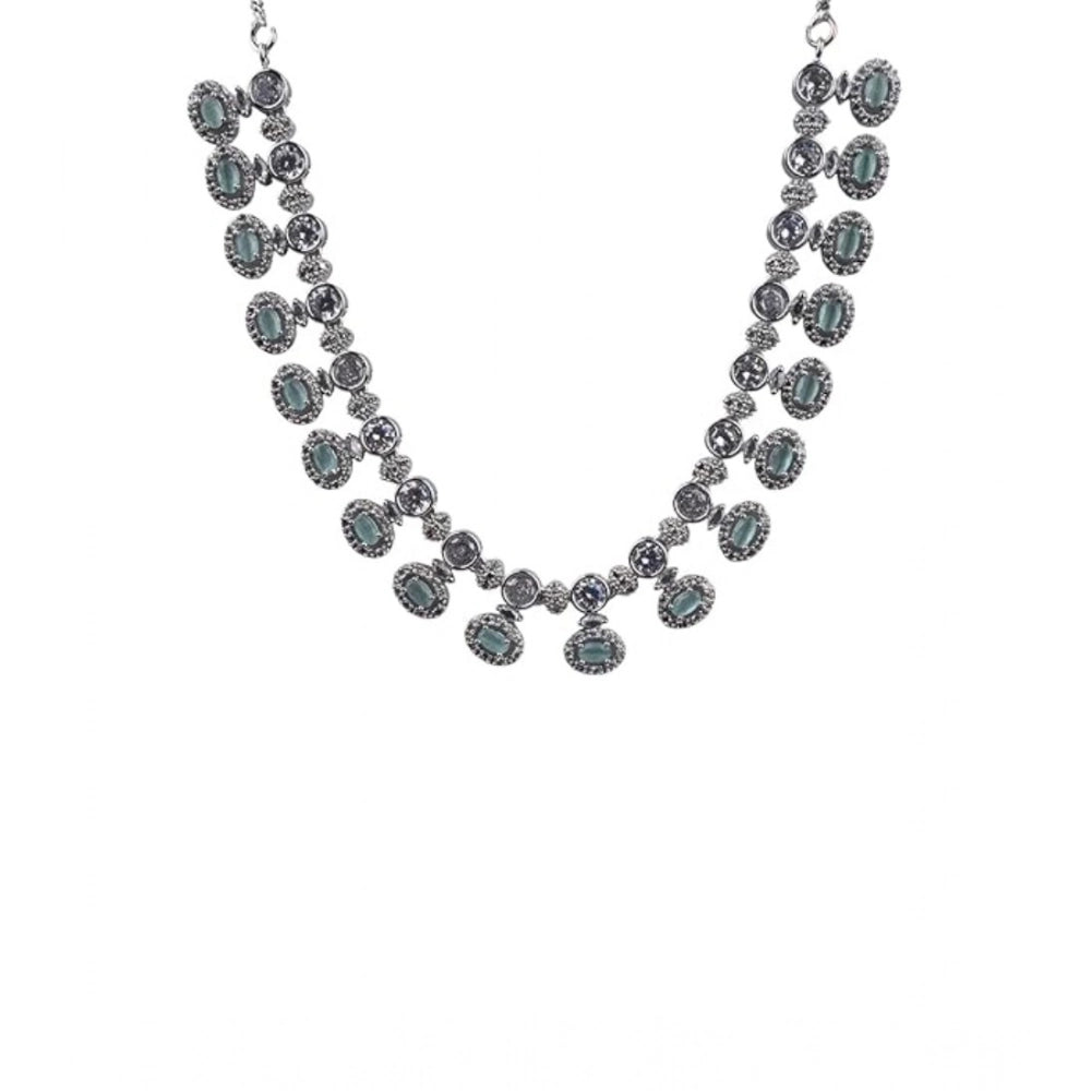Brass Silver Plated Necklace set (Turquoise) – Design 06