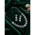 Brass Silver Plated Necklace set (White) – Design 02