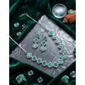 Brass Silver Plated Necklace set (Turquoise) – Design 07