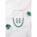 Brass Silver Plated Necklace set (Green) – Design 08