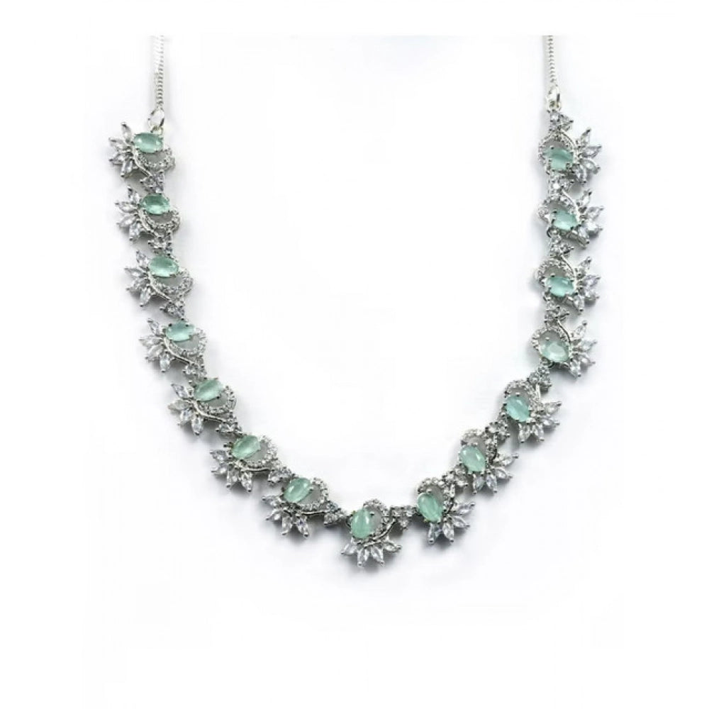 Brass Silver Plated Necklace set (Turquoise) – Design 08