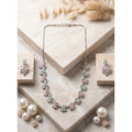 Brass Silver Plated Necklace set (Multicolor) – Design 02