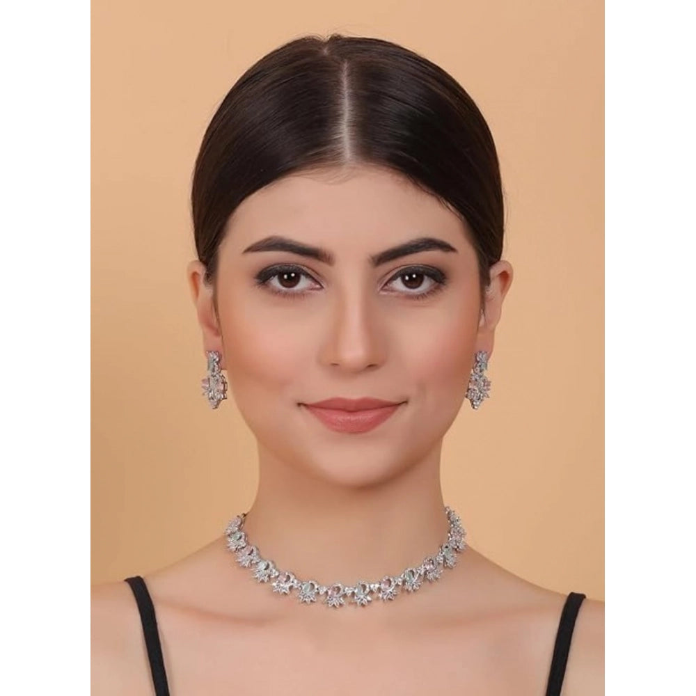 Brass Silver Plated Necklace set (Multicolor) – Design 02