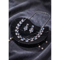 Brass Silver Plated Necklace set (Blue) – Design 04