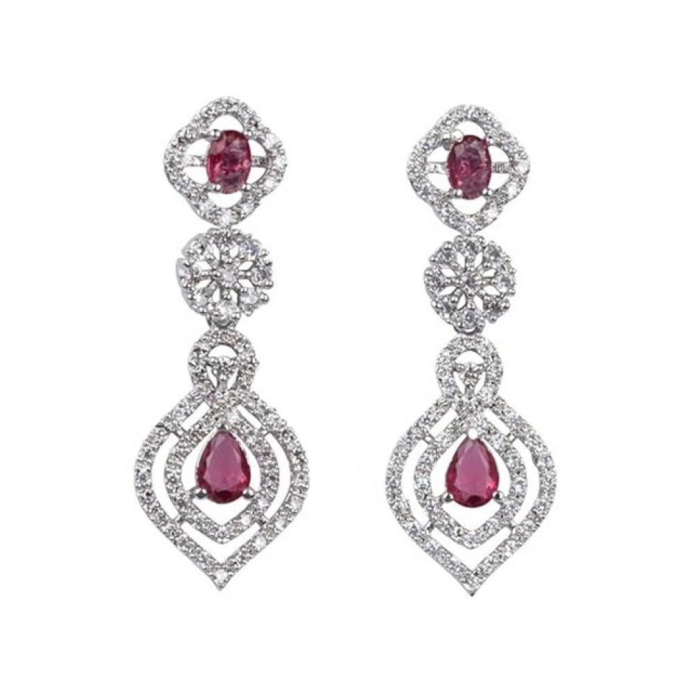 Brass Silver Plated Necklace set (Red) – Design 04