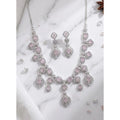 Brass Silver Plated Necklace set (Pink) – Design 07