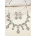 Brass Silver Plated Necklace set (Turquoise) – Design 09