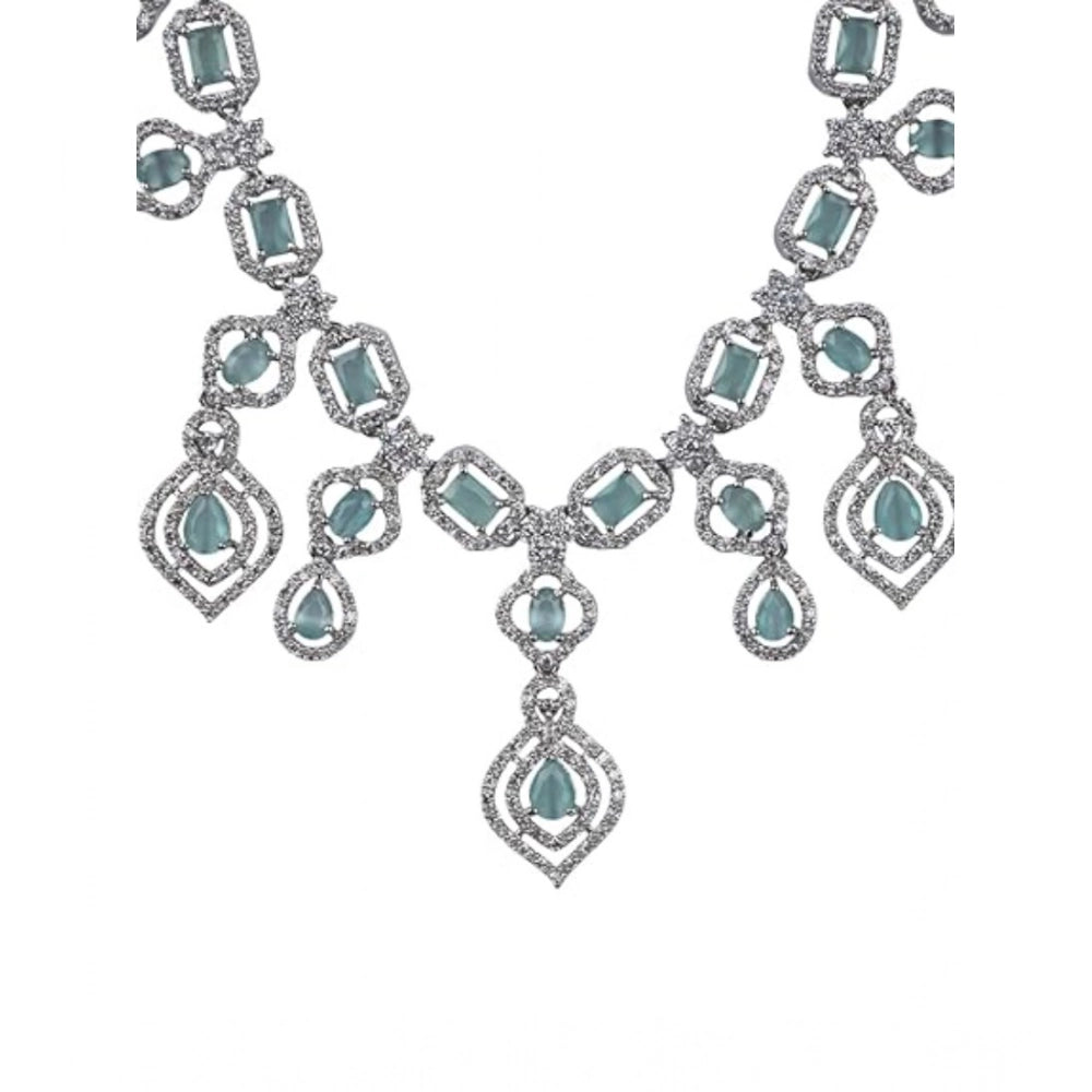 Brass Silver Plated Necklace set (Turquoise) – Design 09