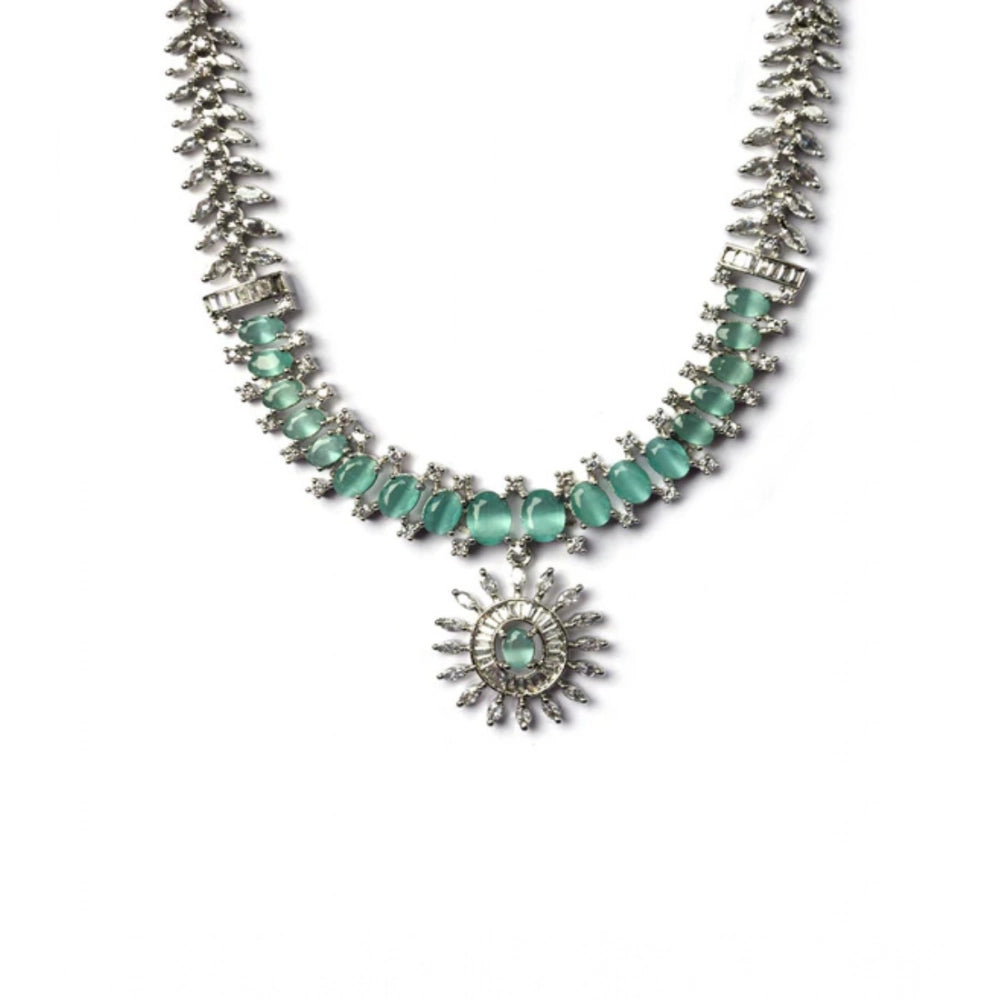 Brass Silver Plated Necklace set (Turquoise) – Design 10
